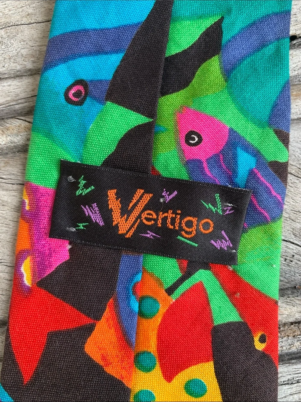 Vintage Vertigo 90’s Psychedelic Fish Print Men's Tie